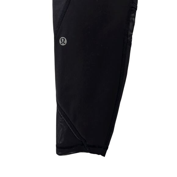 Lululemon Black Mesh Detail Leggings Sz 6 - Picture 5 of 8
